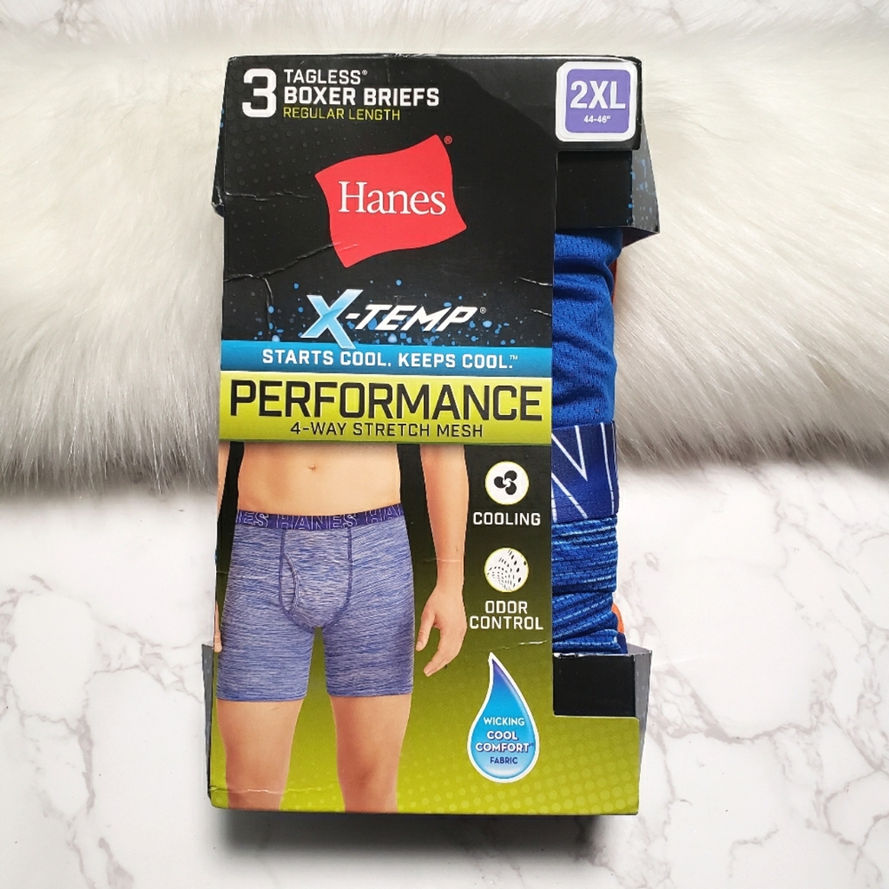 Hanes X-Temp Men's tagless boxer briefs.